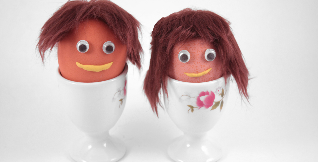 Two eggs describing a man and a girl